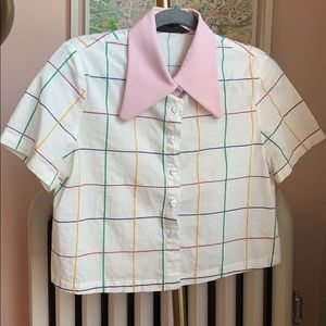 Sister Jane Cropped Button Down Blouse